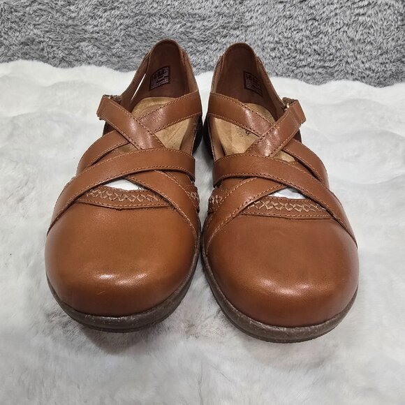 Clarks Collection Roseville Step Leather Mary Jane Flats Women's Size 9.5 Tan - Picture 7 of 9
